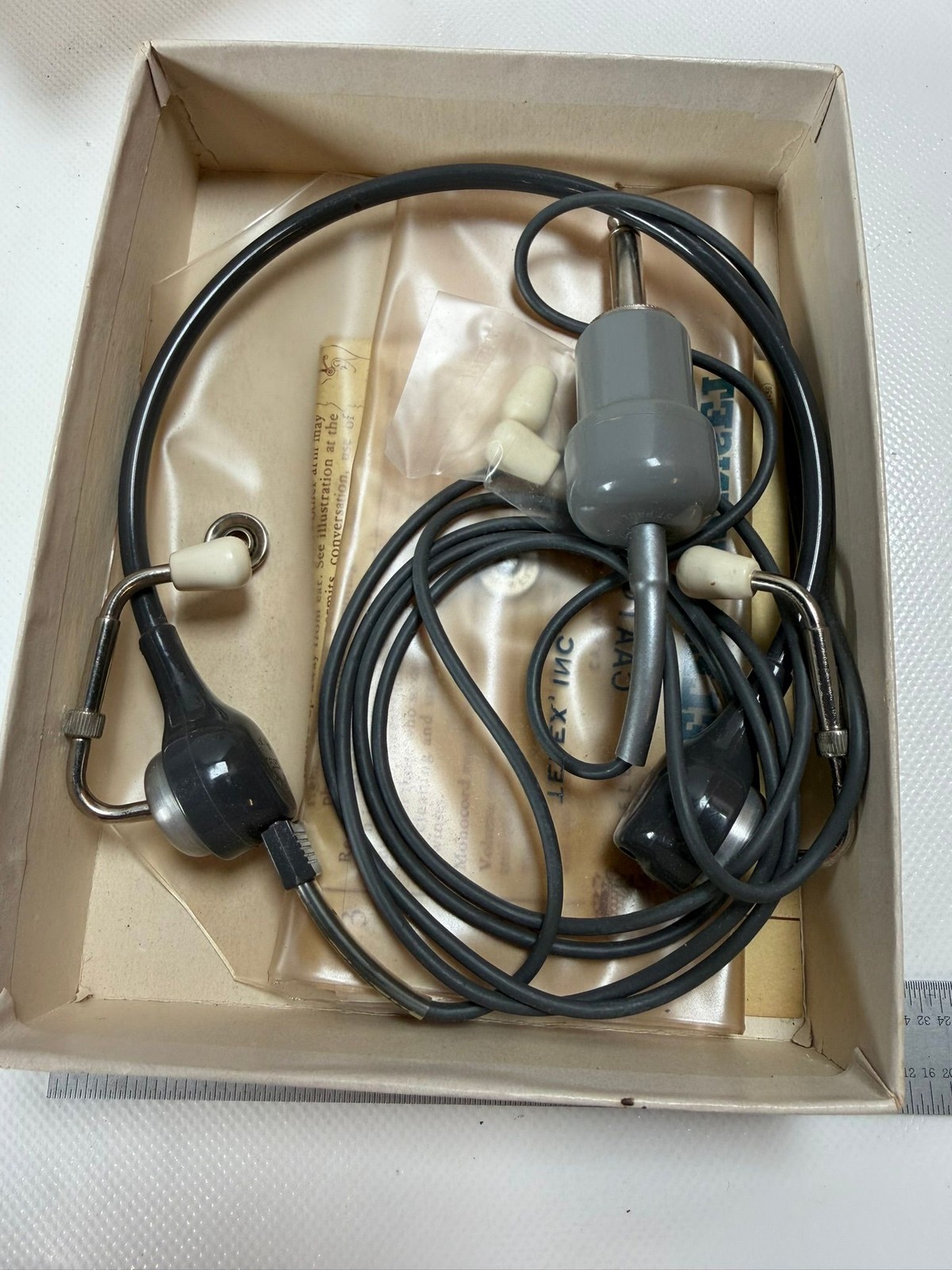Telex Twinset 3R2-1 Vintage Aviation Pilot Headset Headphones Original Box