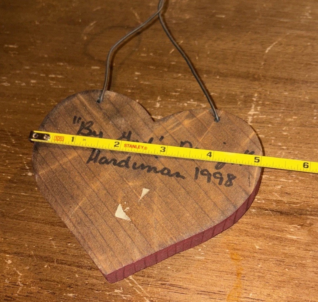 VTG Coca Cola Wooden Handcrafted Heart Shaped Sign Hanging Signed 1998 Handiman