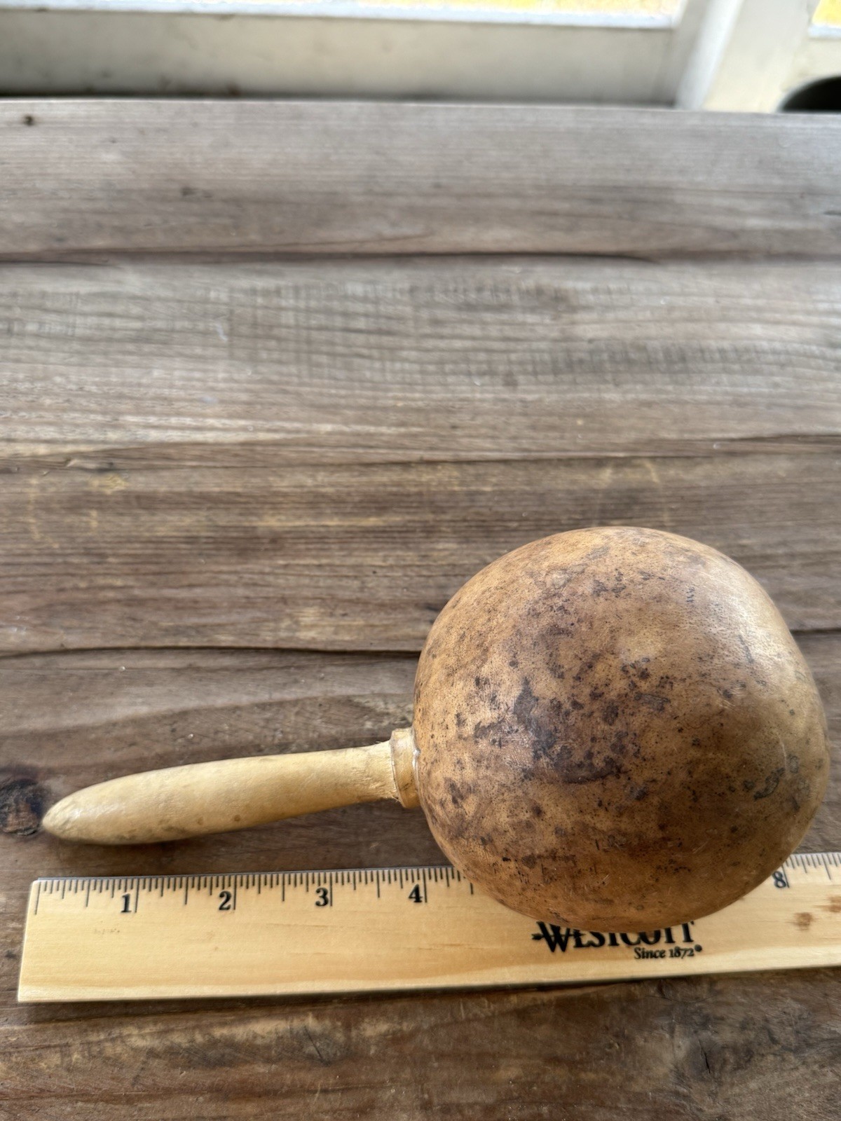 Vintage Decorated Gourd Rattle Turtle Design Folk Art Handcrafted