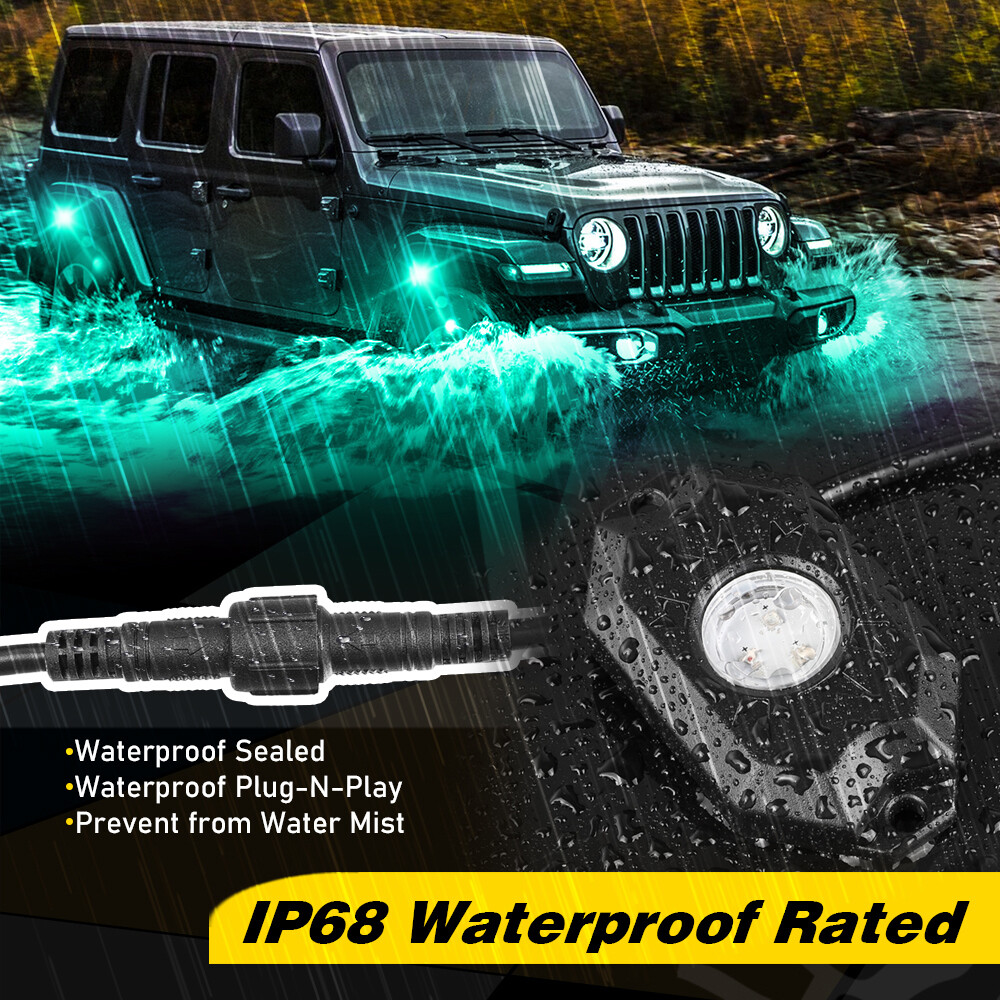 RGB LED Rock Lights 8-Pods Wireless Bluetooth Music Multi Color ATV UTV 4WD RZR