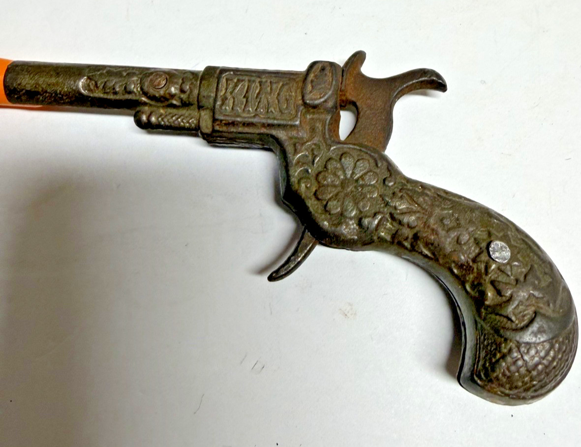 Antique Cast Iron Cap gun "King" Missing one side of Barrel