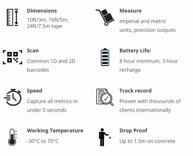 Cubetape C200L 2D QR Code Barcode Scanner Dimensioner PostalMate Shiprite New