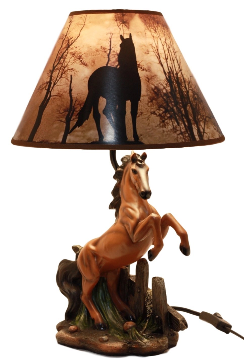 Rearing Wild Chestnut Horse Stallion Desktop Table Lamp With Shade Home Decor