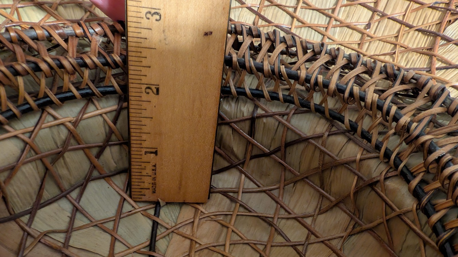 Vintage Filipino Salakot Woven Rattan and Coconut Fiber Sun Hat 15” Diameter