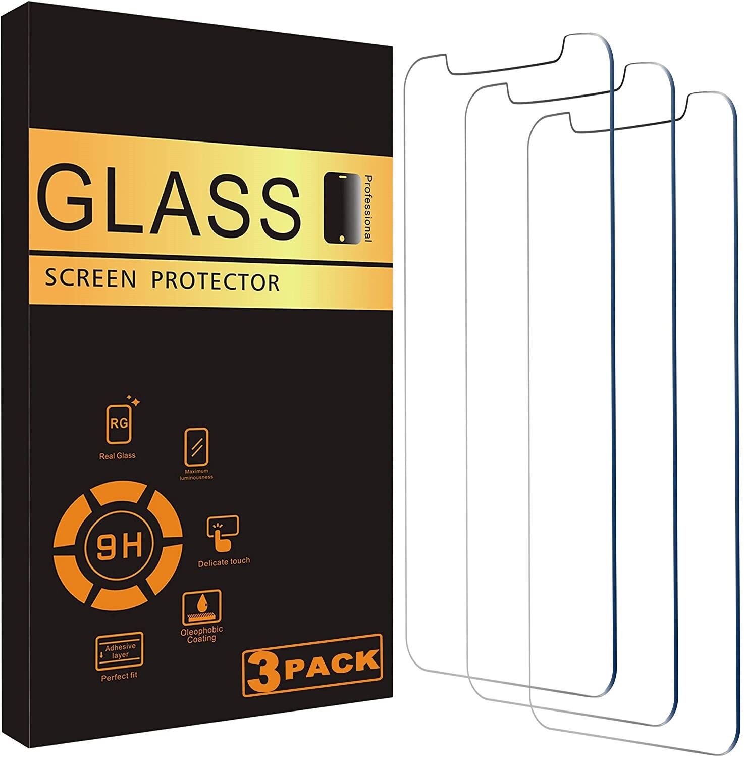 3-PACK For iPhone 14 13 12 11 Pro Max XR XS Max Tempered GLASS Screen Protector