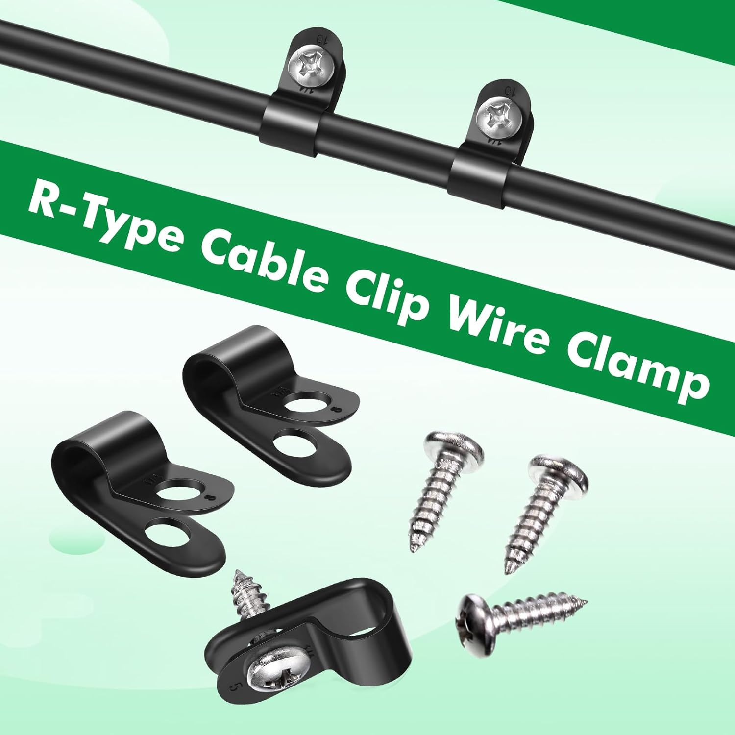 50 Pack R-Type Cable Clip Wire Clamp, Nylon Screw Mounting Cord Fastener Clips w