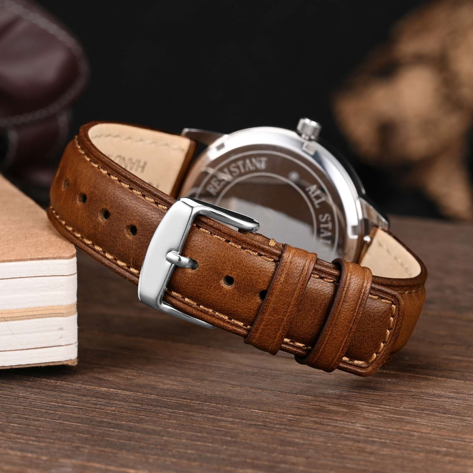 WOCCI Oil Wax Genuine Leather Watch Band, Quick Release Men Strap 18 20 22mm