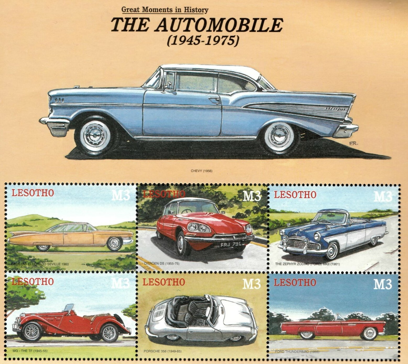 Lesotho 2000 - Classic Cars - Sheet Of 6 Stamps - Scott #1249 - MNH
