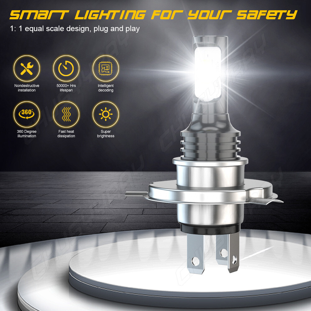 For Motorcycle H4 6500K LED Hi/Lo Beam Front Light Bulb Super Bright Headlight