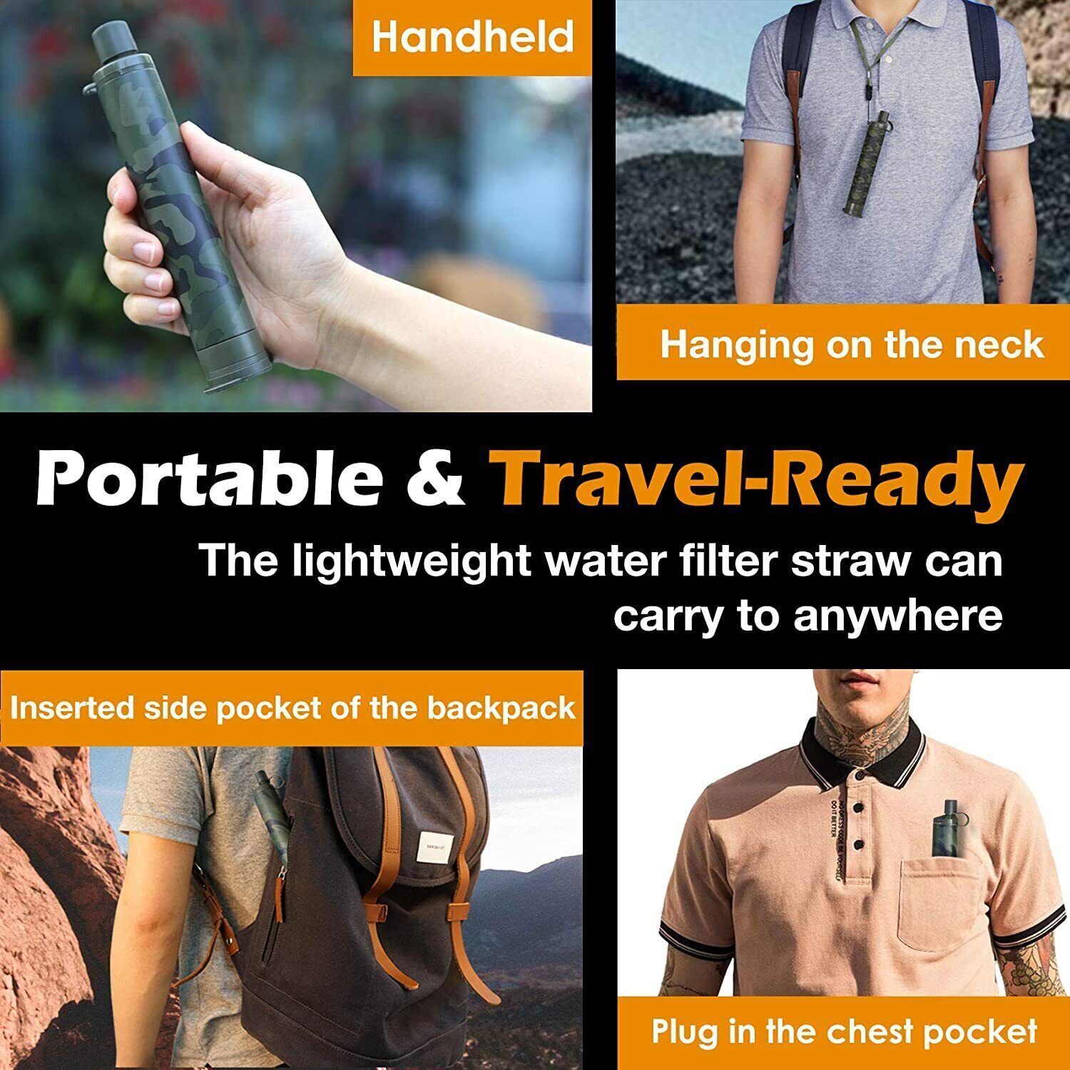 Portable Water Filter Straw Purifier Filtration Emergency Survival Outdoor,6Pack