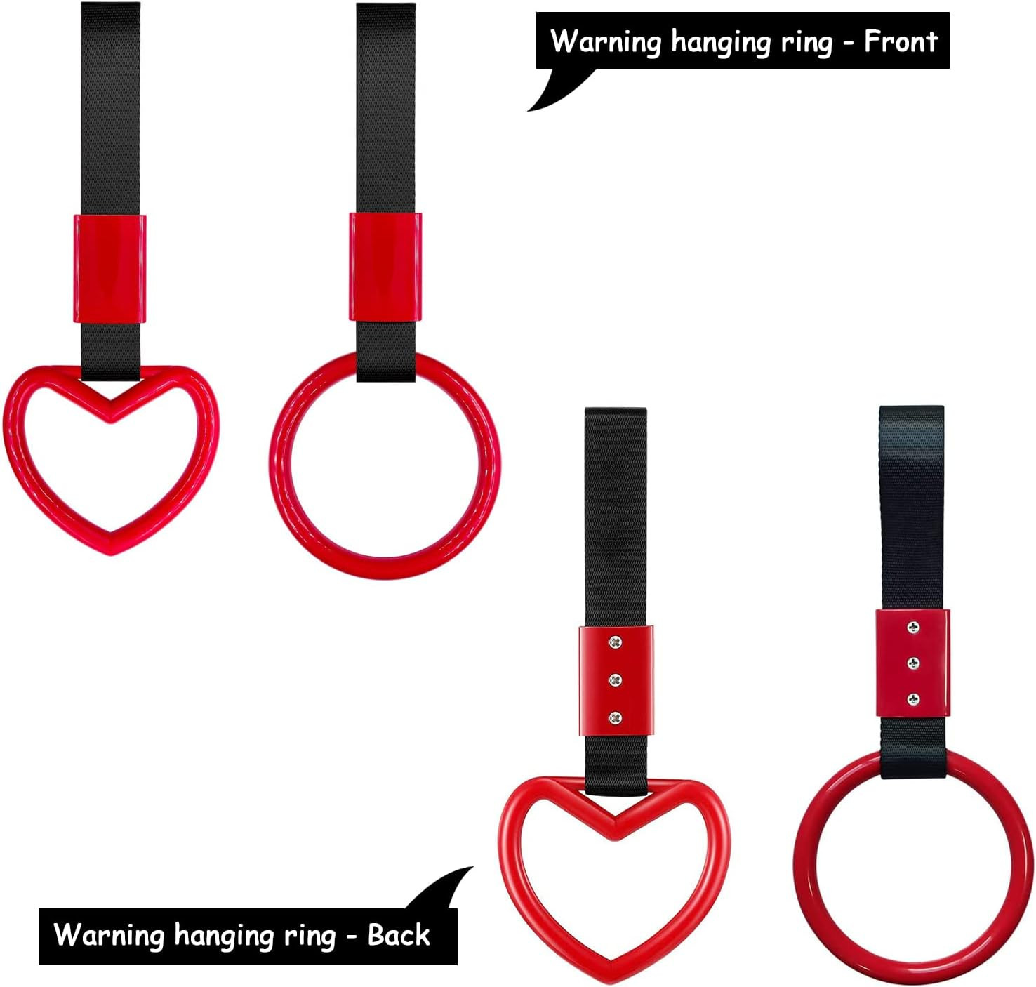 4 Pieces Tsurikawa round Heart-Shaped Car Hand Straps, ABS Ring Heart-Shaped Ca