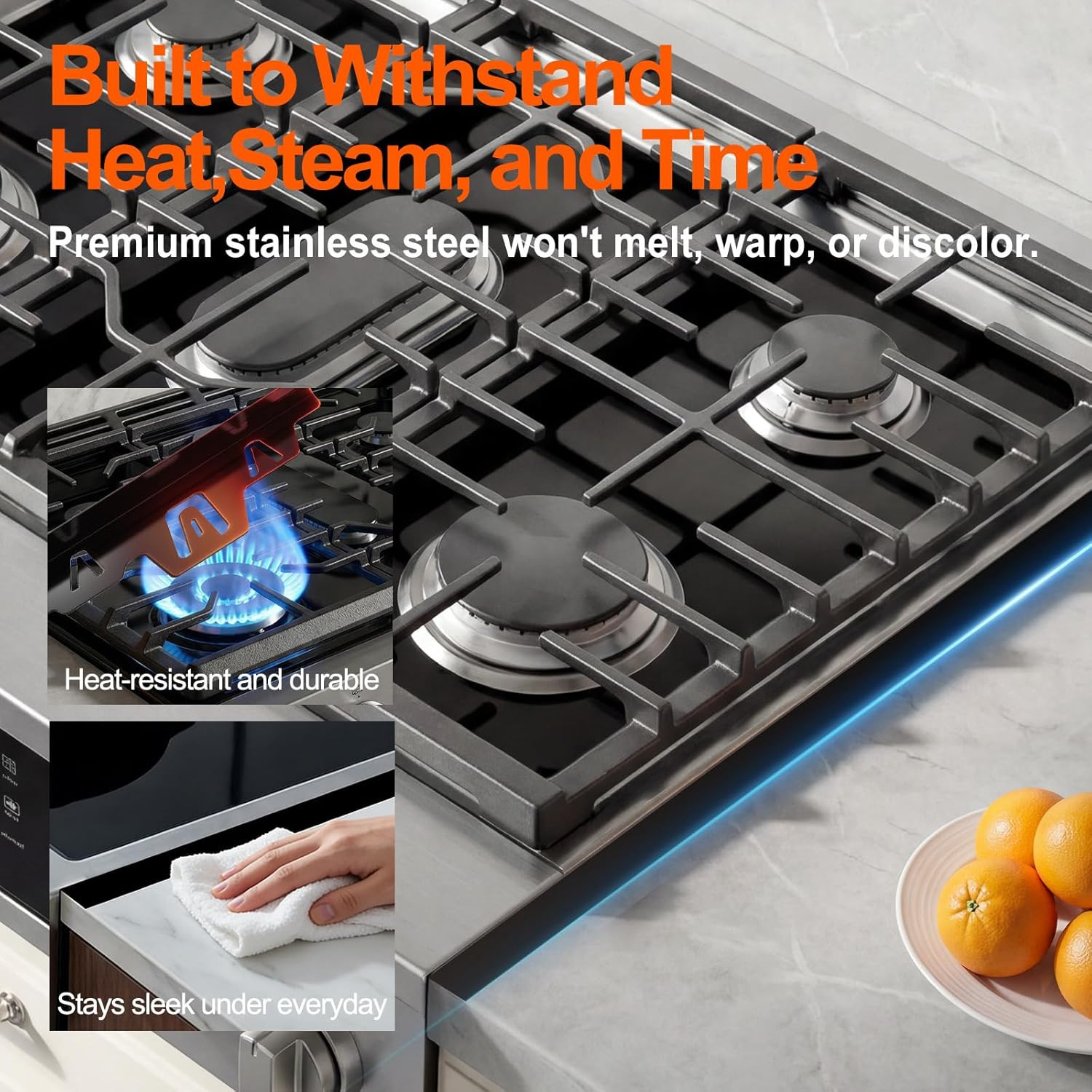 Stove Gap Covers Stainless Steel, 2 Pack Upgraded Stove Gap Filler for Gap Betwe