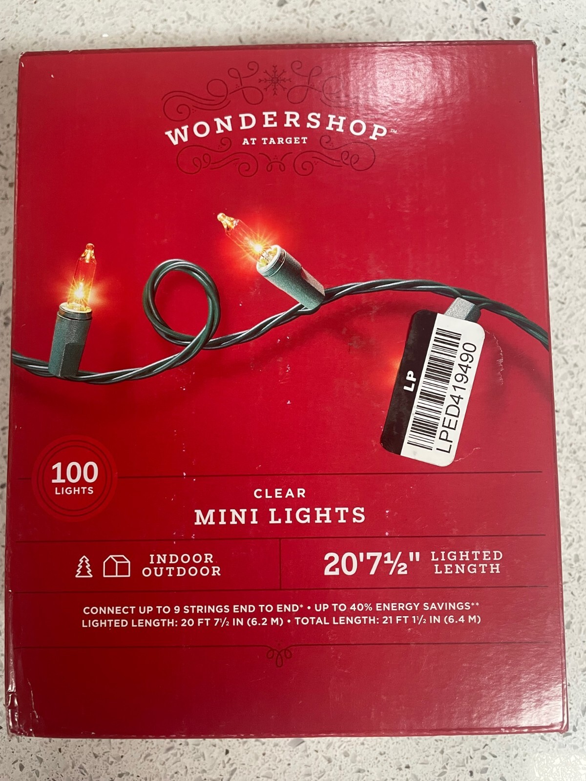 Christmas Clear Mini Light 100 Lights - 20' 7 1/2" Length