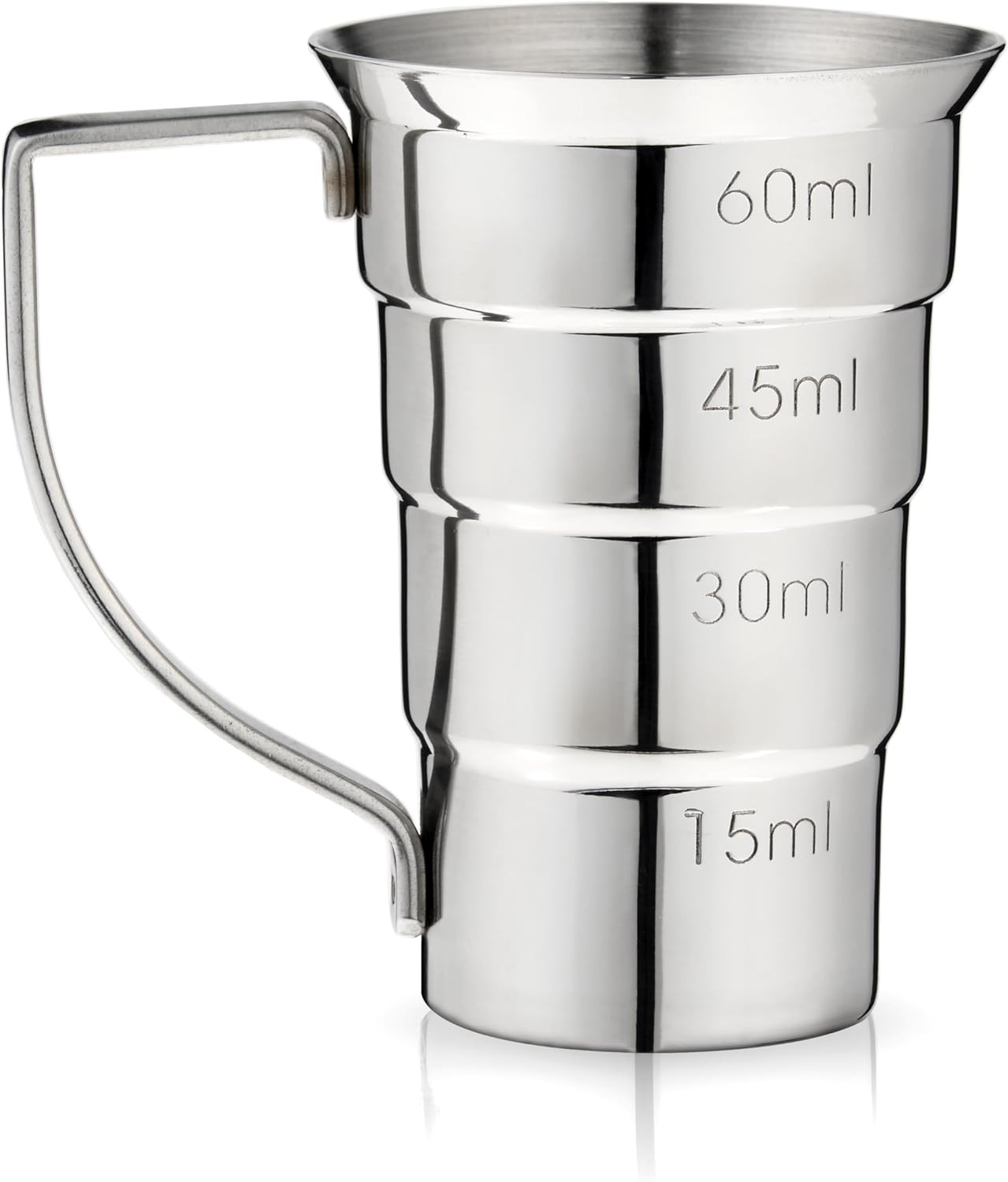Stepped Jigger with Handle, 4 Measurement Markings, Measuring Cup for Cocktail R