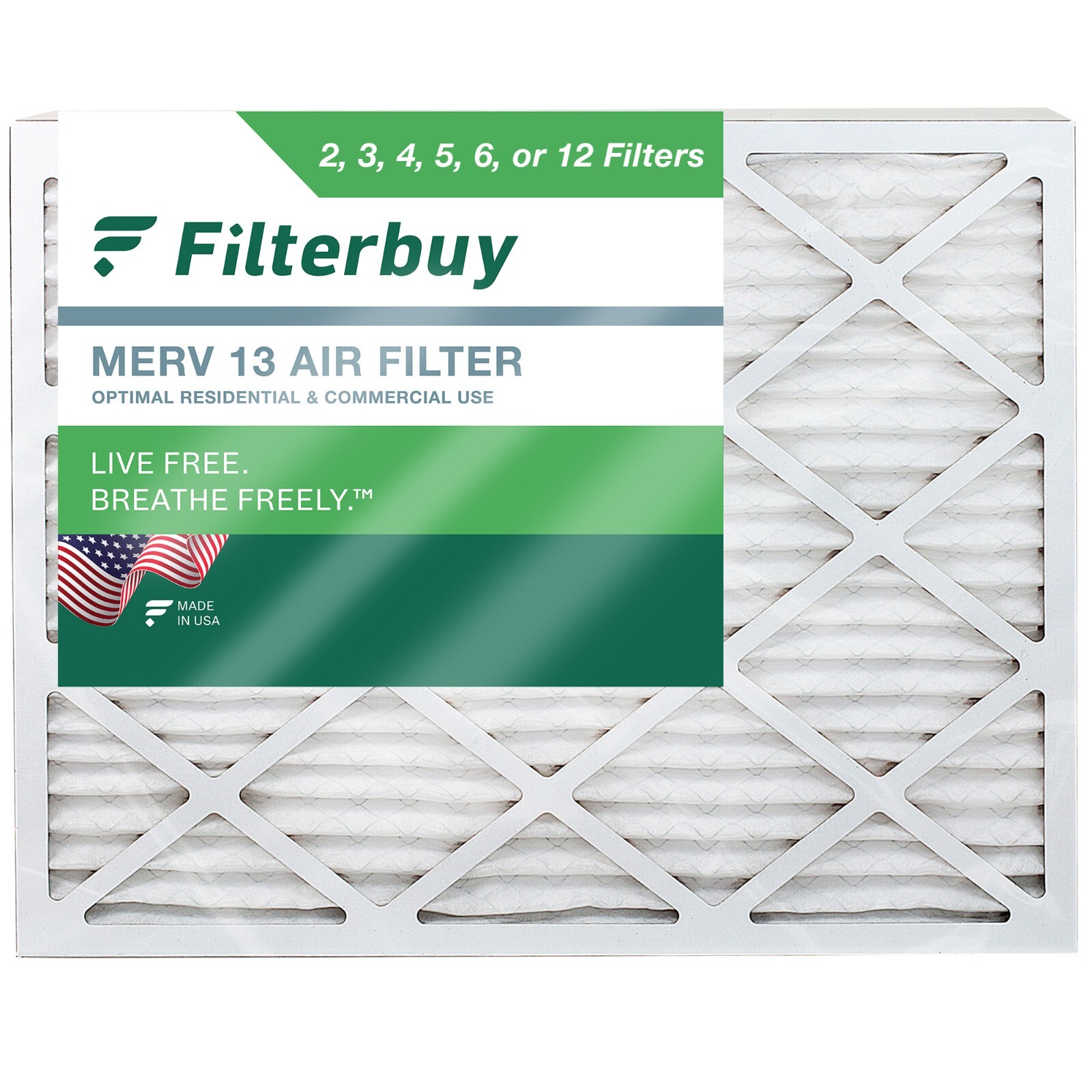 Filterbuy 20x25x4 Pleated Air Filters, Replacement for HVAC AC Furnace (MERV 13)