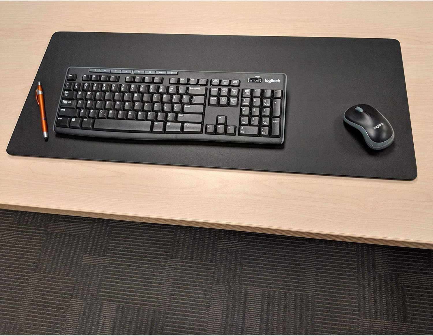 Black Leatherette 30" X 12.5" Keyboard/Mouse Desk Mat