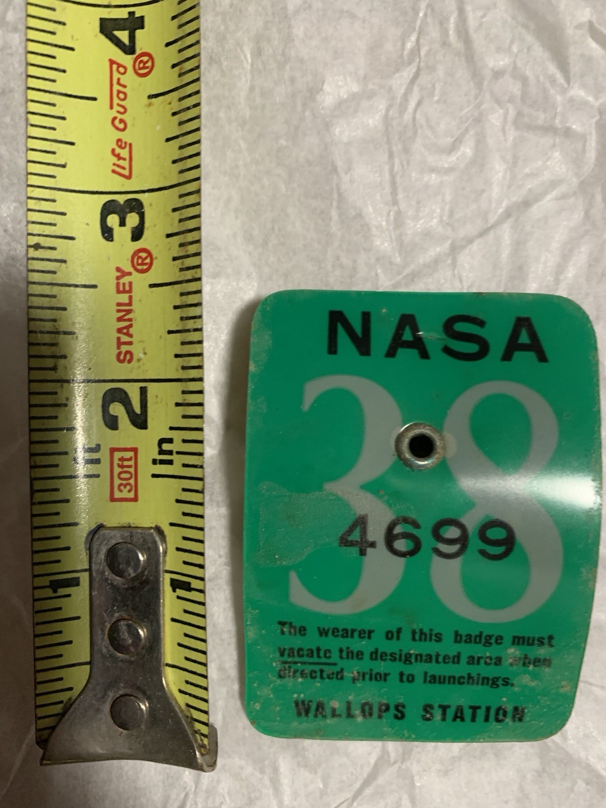 NASA Vintage Wallops Station Virginia Launch Area Badge – Range Safety Pass