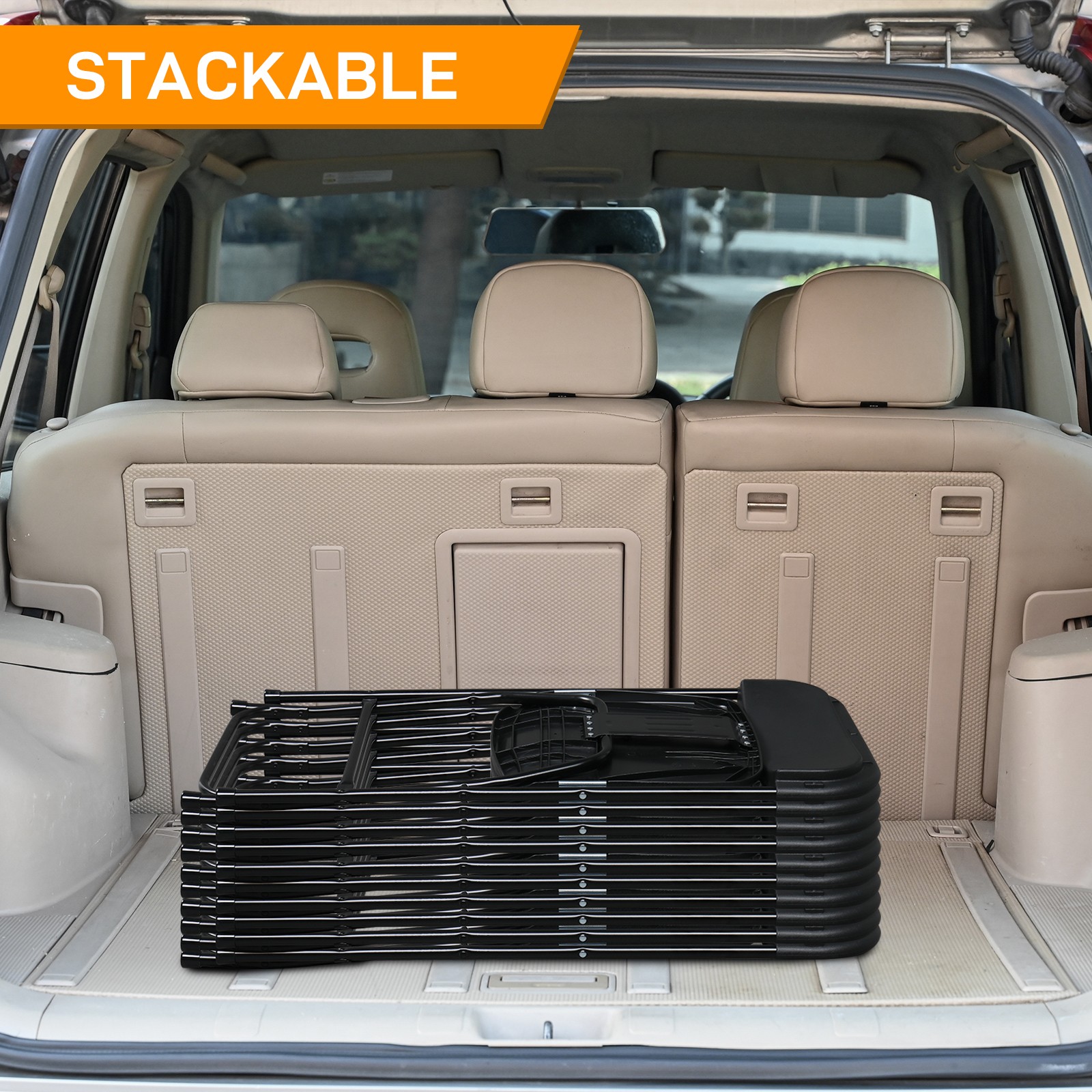 6 PCS Plastic Commercial Wedding Quality Stackable Folding Chairs Party Black