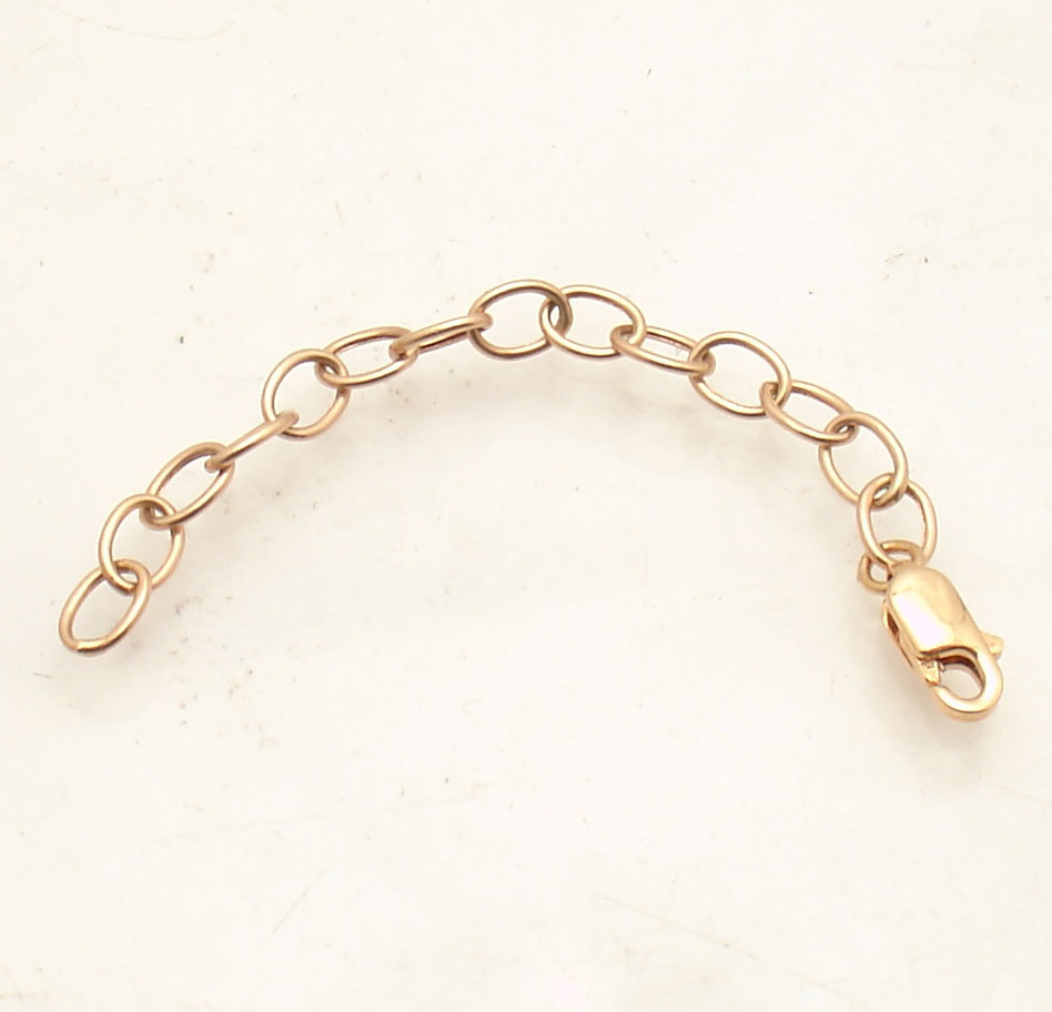 Oval Link Extender Bracelet Chain Necklace Lobster Lock Real 14K Rose Pink Gold