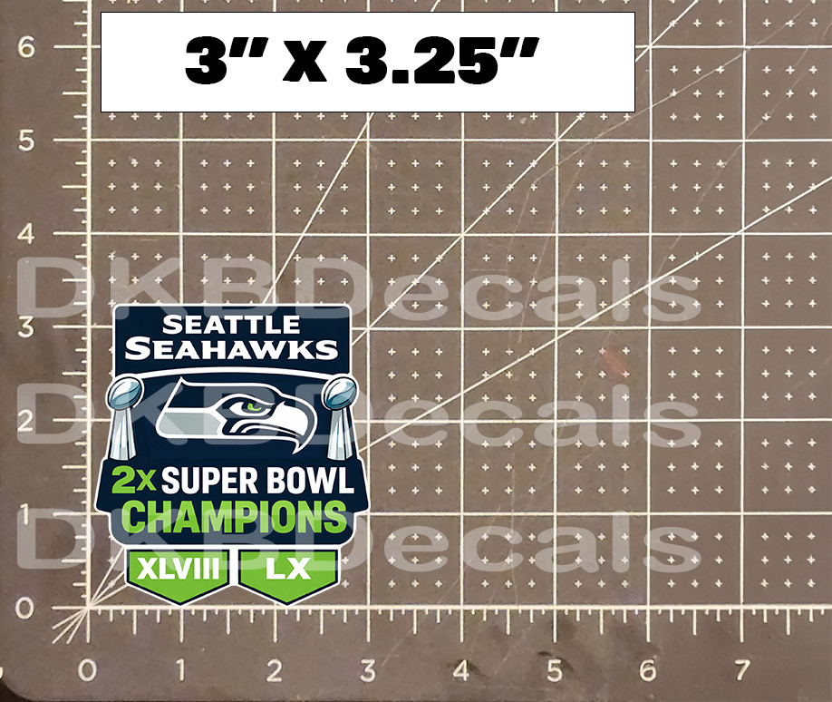 Seattle Seahawks - 2x Super Bowl LX Champions 3" x 3.25" Glossy Vinyl Sticker