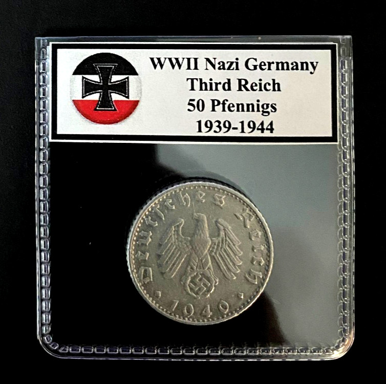 Germany WWII Era Third Reich Nazi Genuine 50 Reichspfennig Coin 1939–1944 Alumin