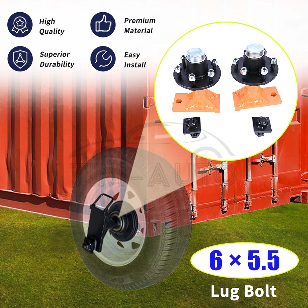 New Pair 6 x 5.5 Lug Superior Shipping Container Wheels Bolt-on Spindle Kit US