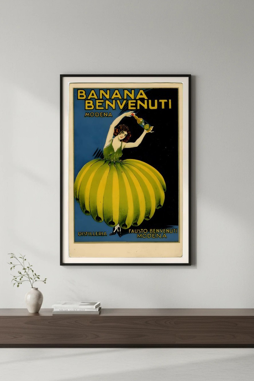 🍌 Banana Benvenuti Modena Poster - Retro 1920s Art Print 24x36” - 200 GSM