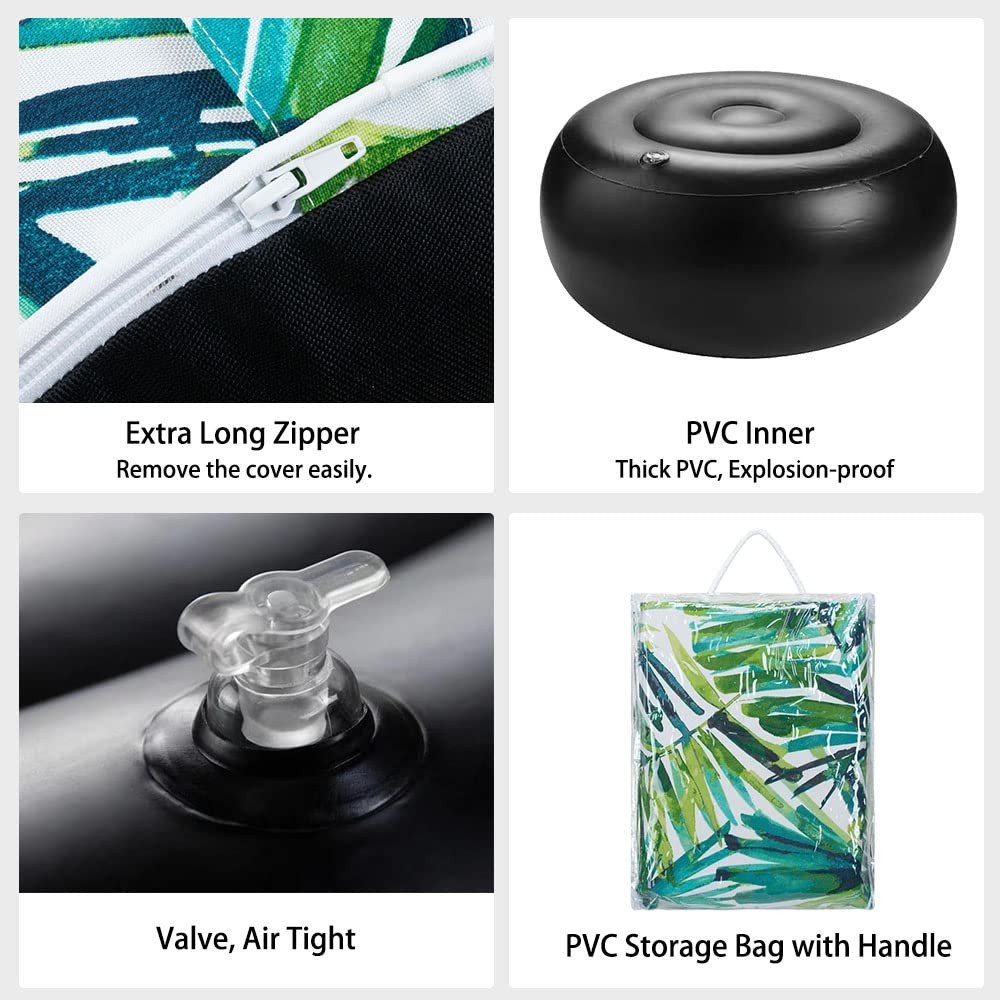 Inflatable Stool Ottoman Pouf D20 xH9, Outdoor Round Footrest Footstool with ...