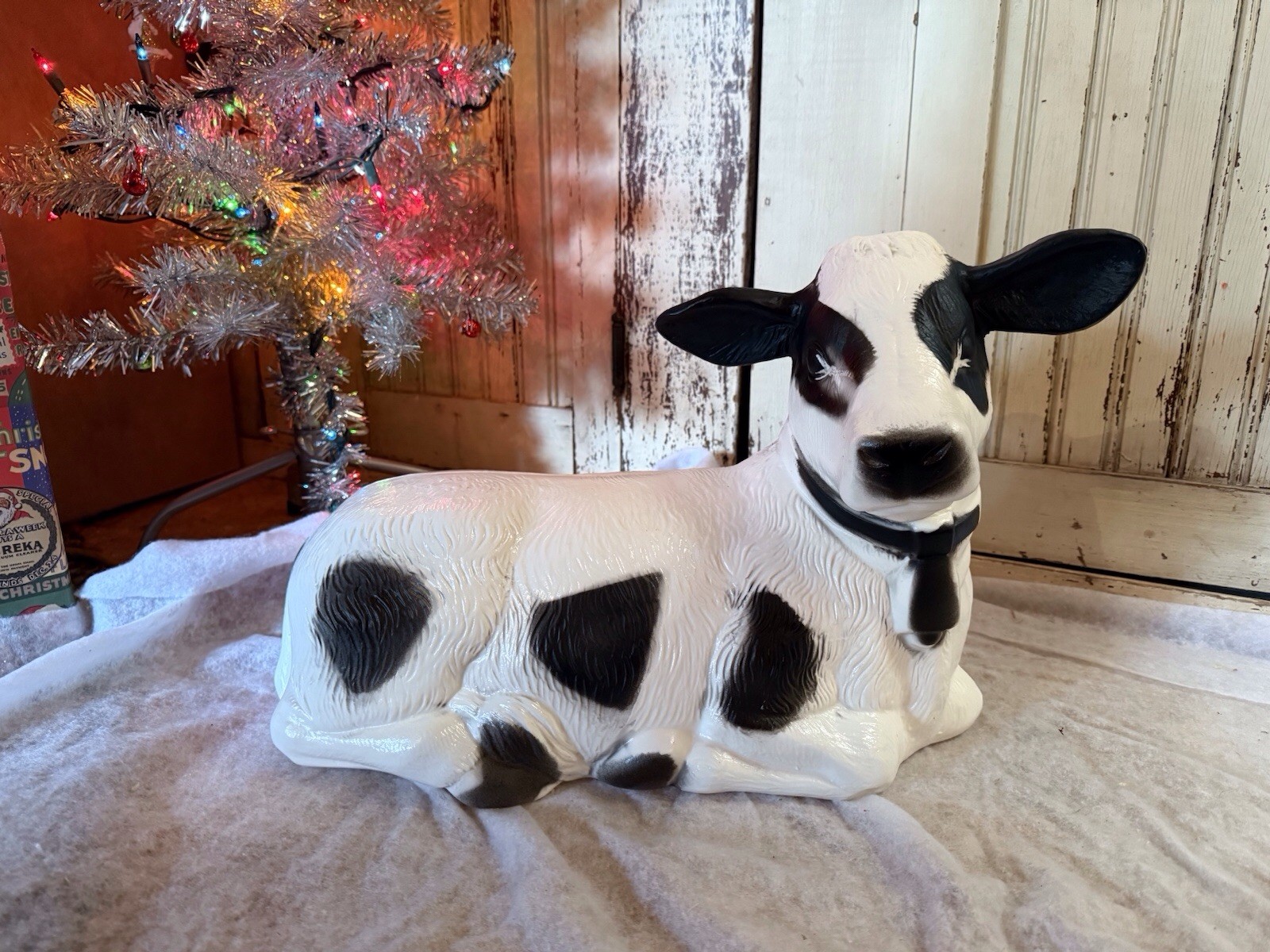 Blow Mold Cow Light Up Union Products New Nativity Black And White