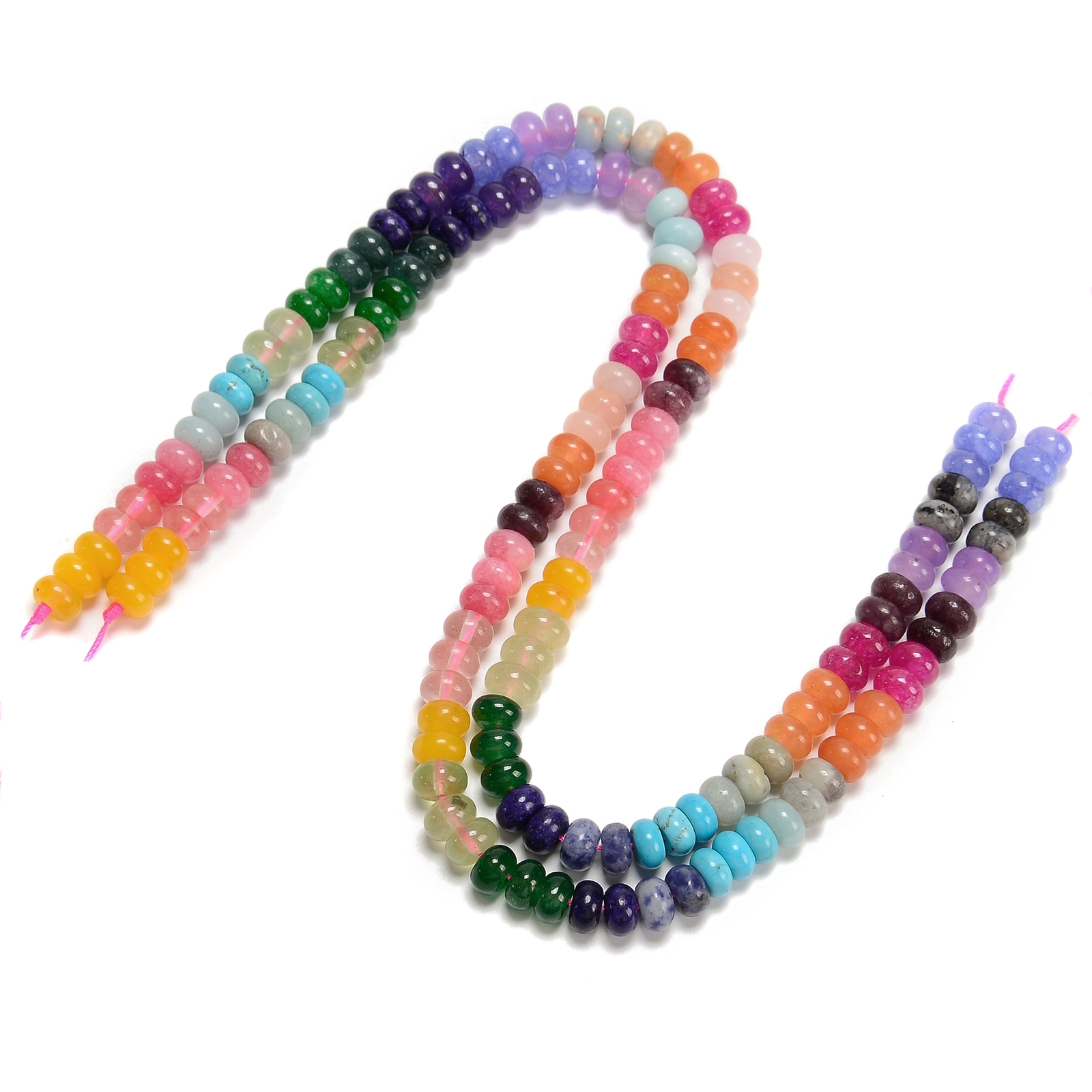 10-Multi-color Gemstone Smooth Rondelle Beads Size 5x8mm 15.5'' Strand