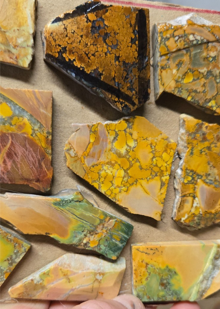 Assorted RARE Magnesite, Cabochon Slabs Preform Slices, 15 Pcs, Flat 128