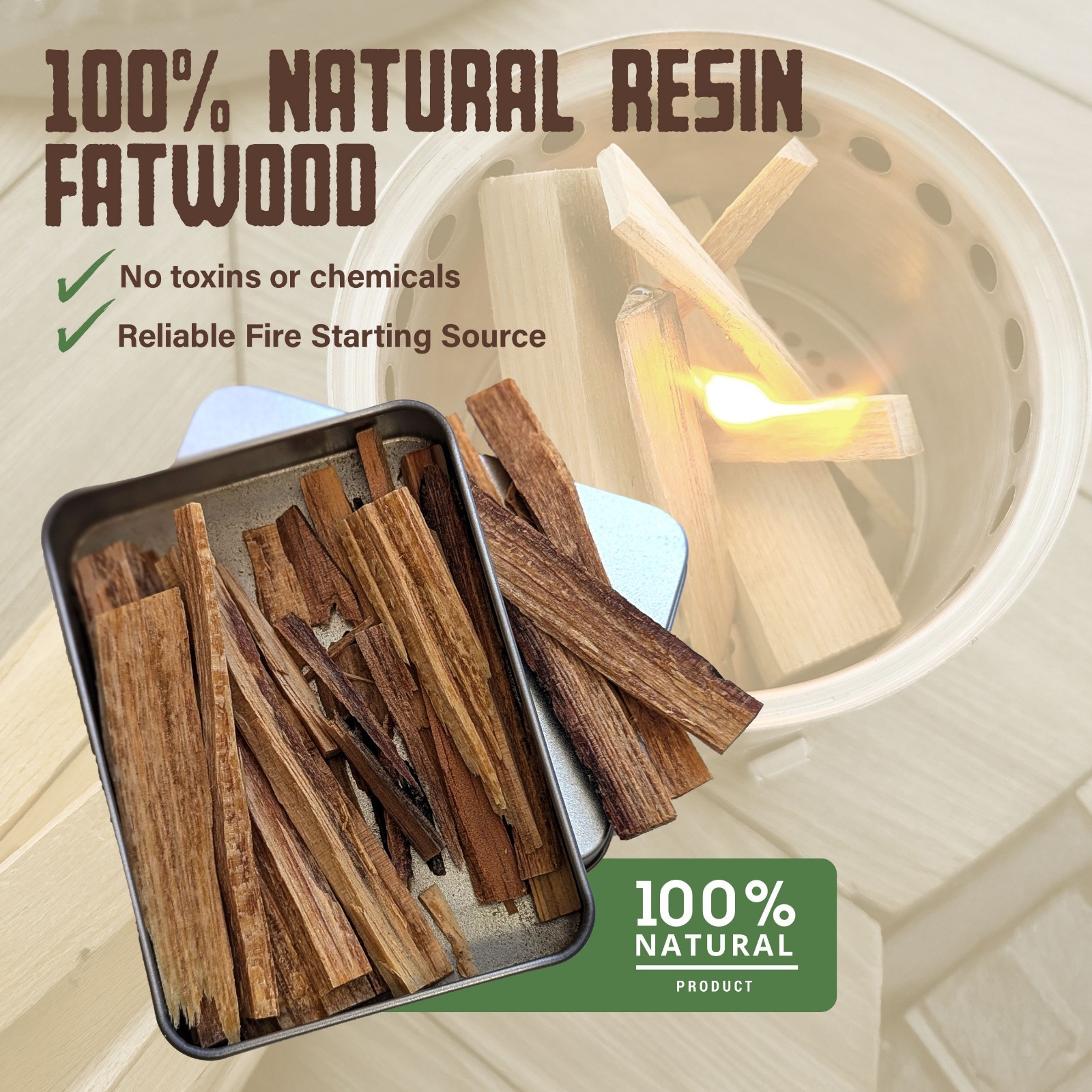 Mini Firewood & Fatwood - 100% Ash Hardwood - 4in Lengths - 5Lbs