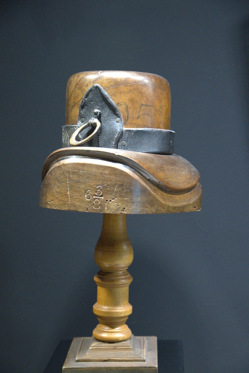 Rare Antique Wooden Hat Block Mold - Size 6 3/8 - Heavy Millinery Tool with Leat
