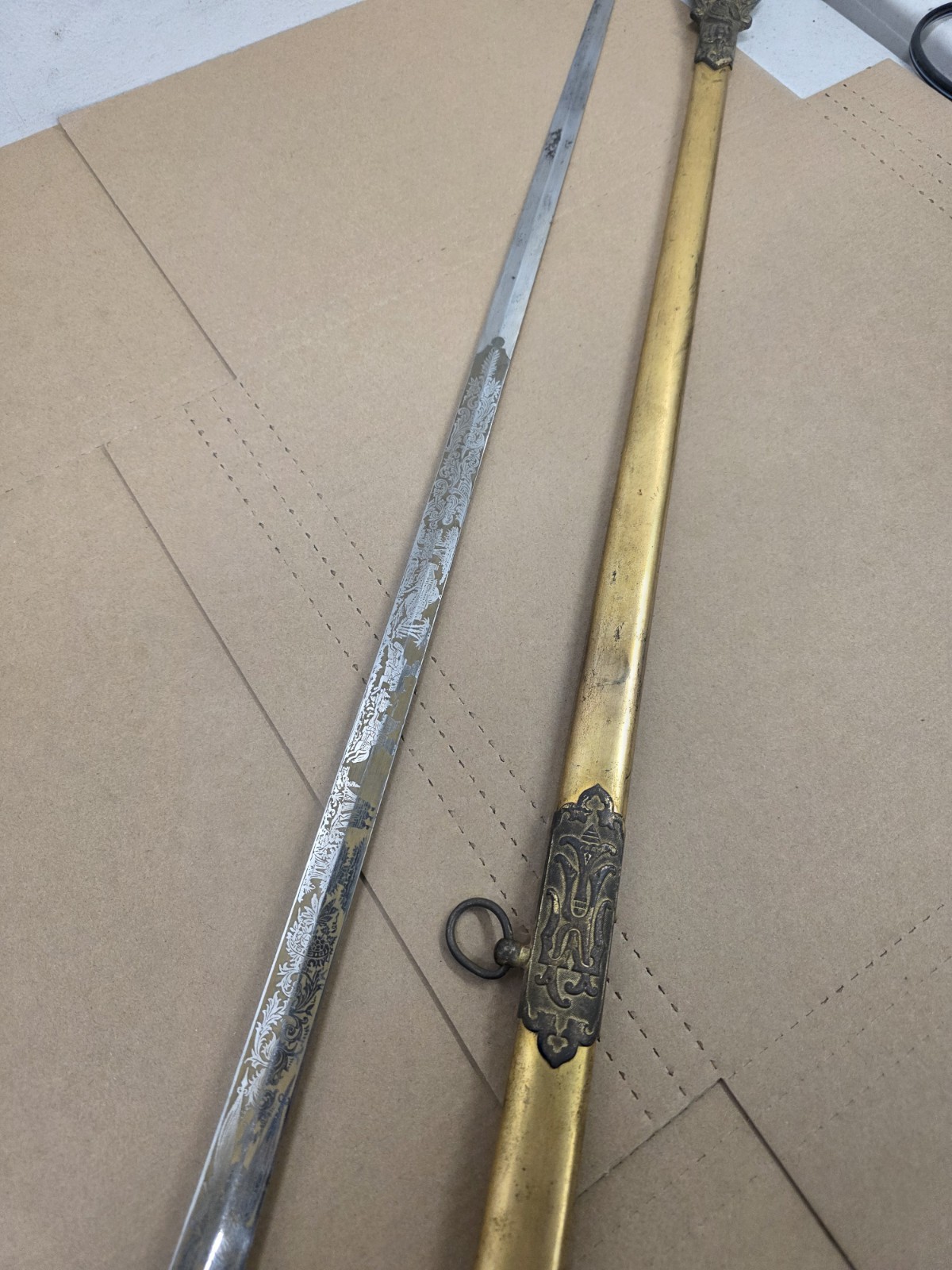 Vintage Late 1800s J.H. Wilson Knights Templar Ceremonial Sword Scrimshaw Handl