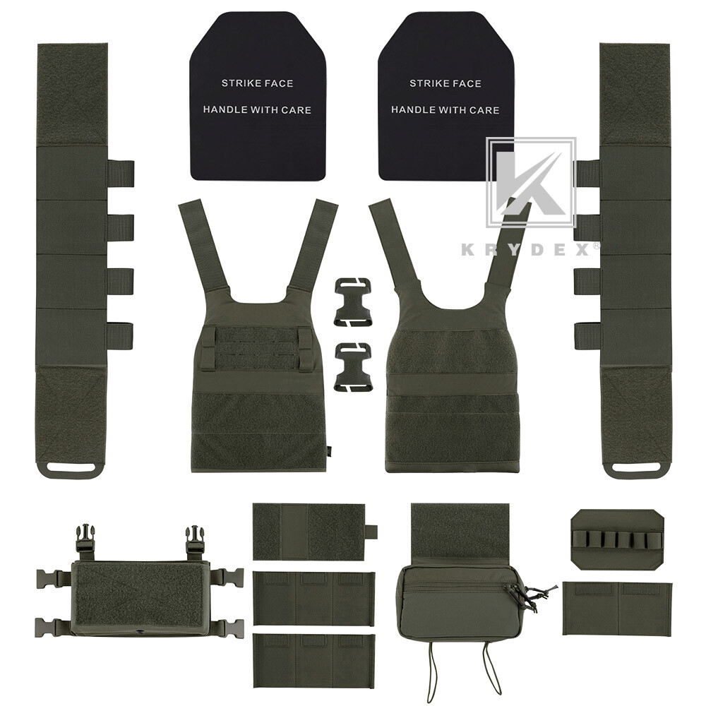 KRYDEX Low Vis Slick Armor Plate Carrier & Tactical Placard Holder & Drop Pouch