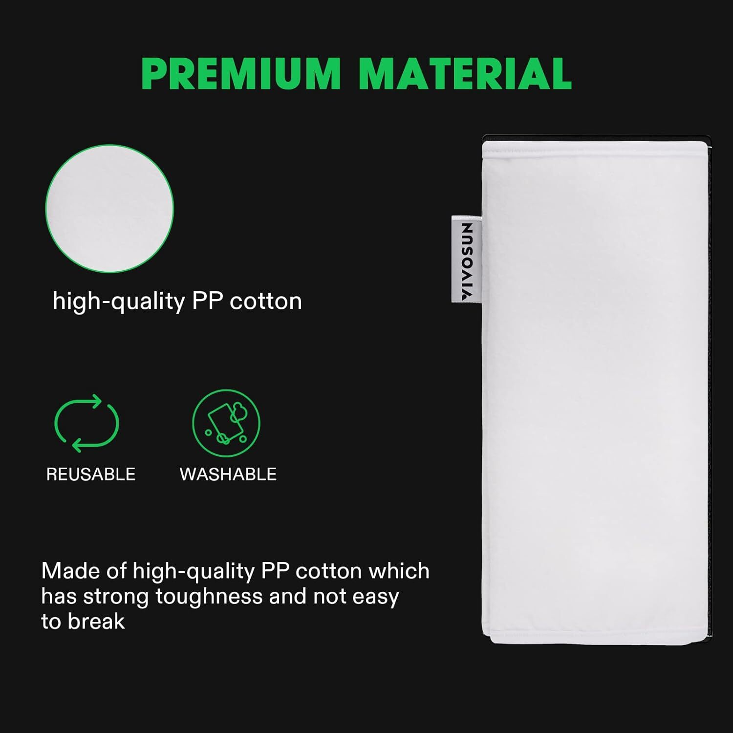 VIVOSUN 2PCS 6" PP Cotton Prefilter 8.85"x15.9" for 6” Carbon Filter