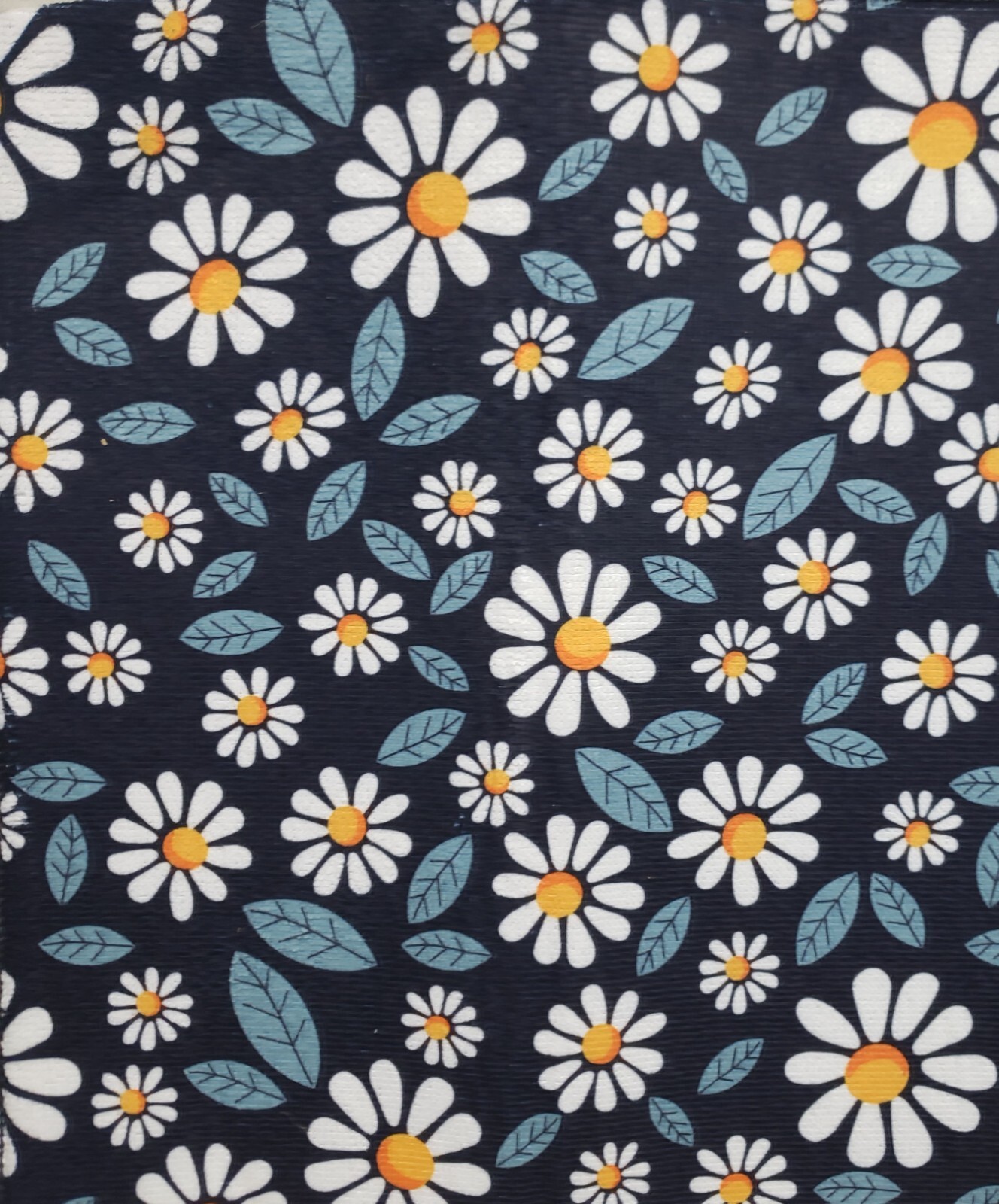 Printed Microfiber Dish Drying Mat (15"x19") DAISIES FLOWERS, black back, SB