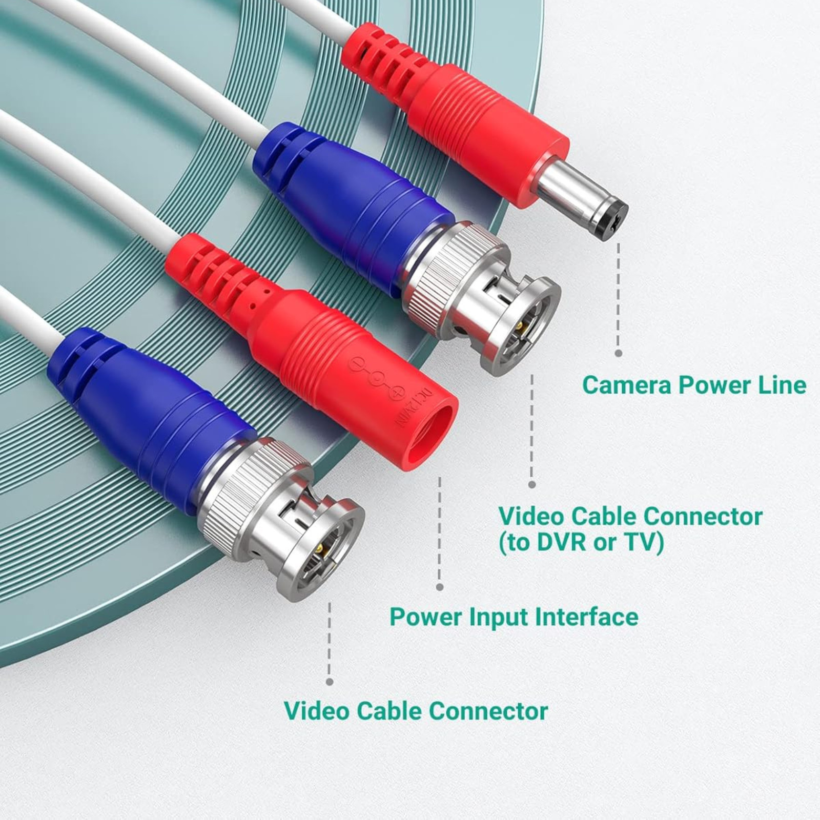 ANNKE 60FT WHITE DVR CCTV SECURITY CAMERA BNC DC RG59 SIAMESE CABLE CORD