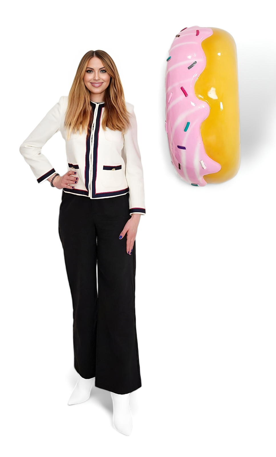 Donut Statue Large Sculpture Hanging Pink Donuts w/ Sprinkles Indoor & Out 30"