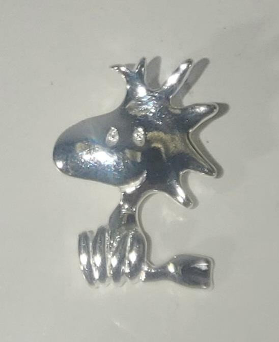 VINTAGE PEANUTS 925 STERLING SILVER WOODSTOCK LARGE 3/4" CHARM PENDANT