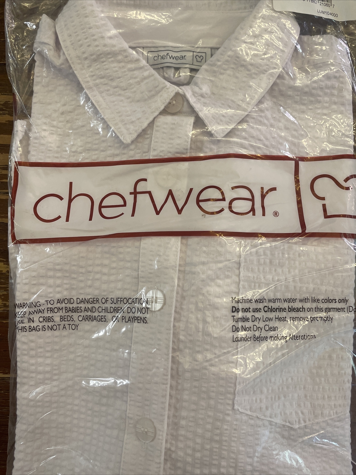 Chefwear Long Sleeve Button Down Textured Shirt White Small