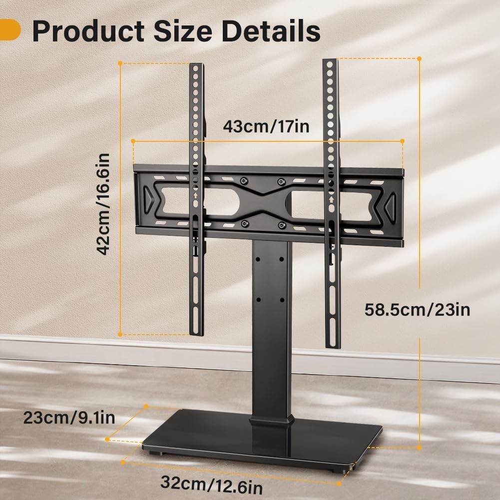 Universal TV Stand for 27-65 Inch LED LCD TV Swivel Table Top TV Stand with 30 D