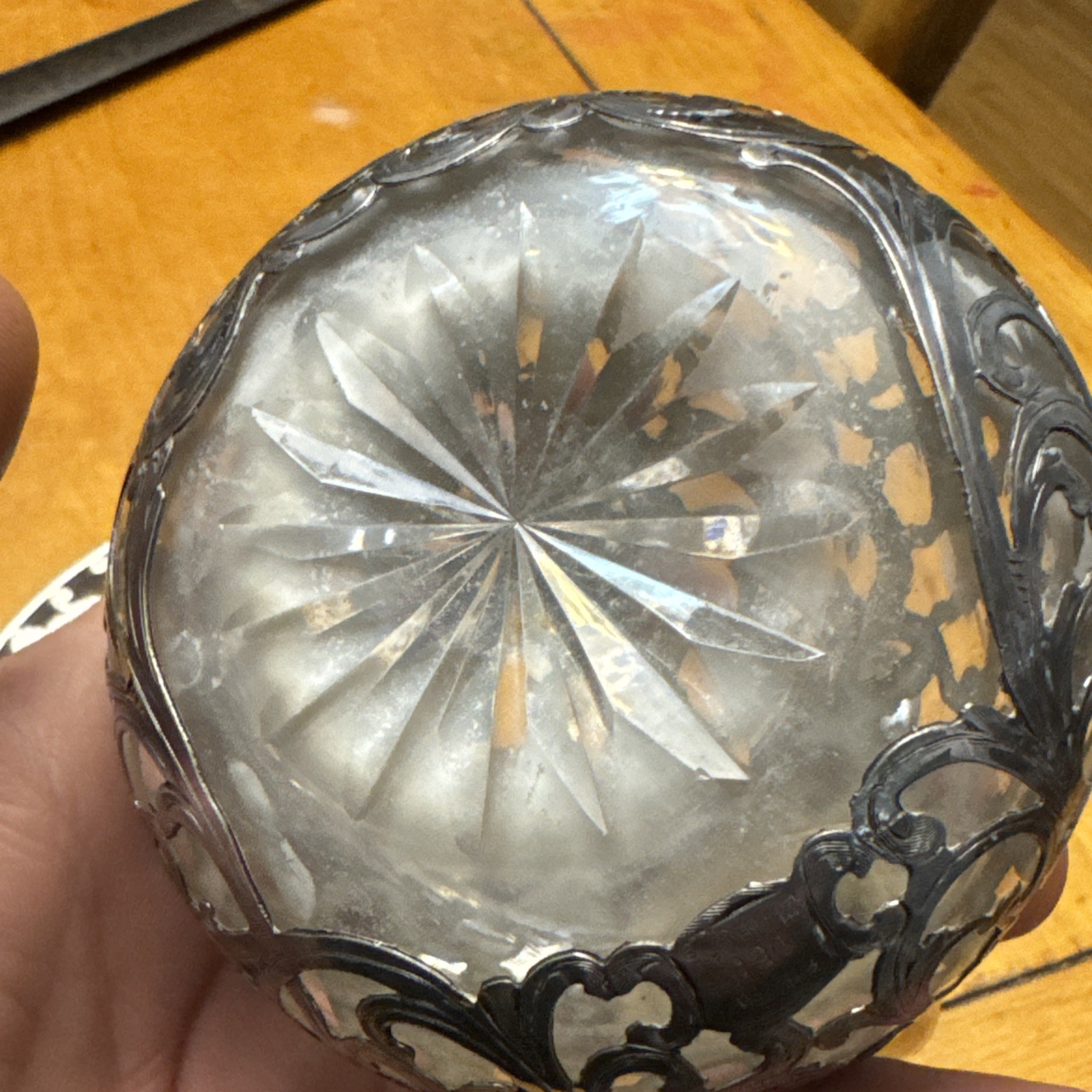 Antique Silver 999 100g Overlay Crystal Decanter /Webster Sterling Tray Unique!