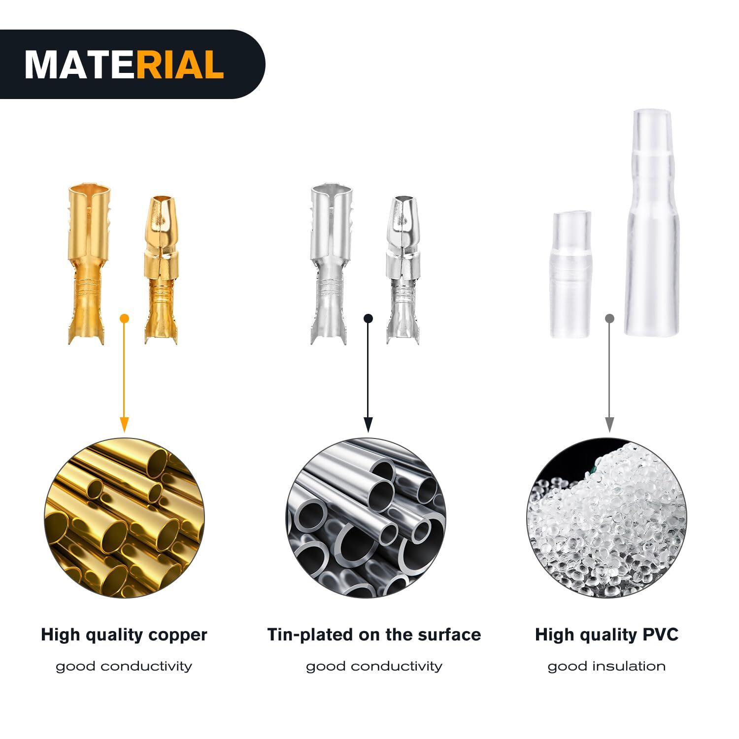 Nilight 400PCS Bullet Connectors Male and Female Brass Wire Terminals Connector