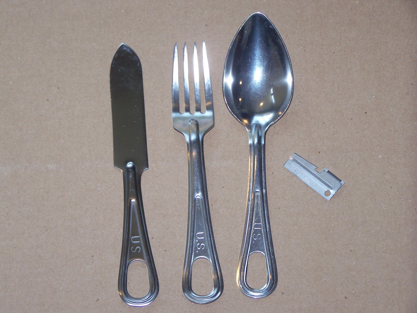 USGI Mess Knife Fork Spoon & P38 Can Opener for Military USMC Army Scout Vet USA