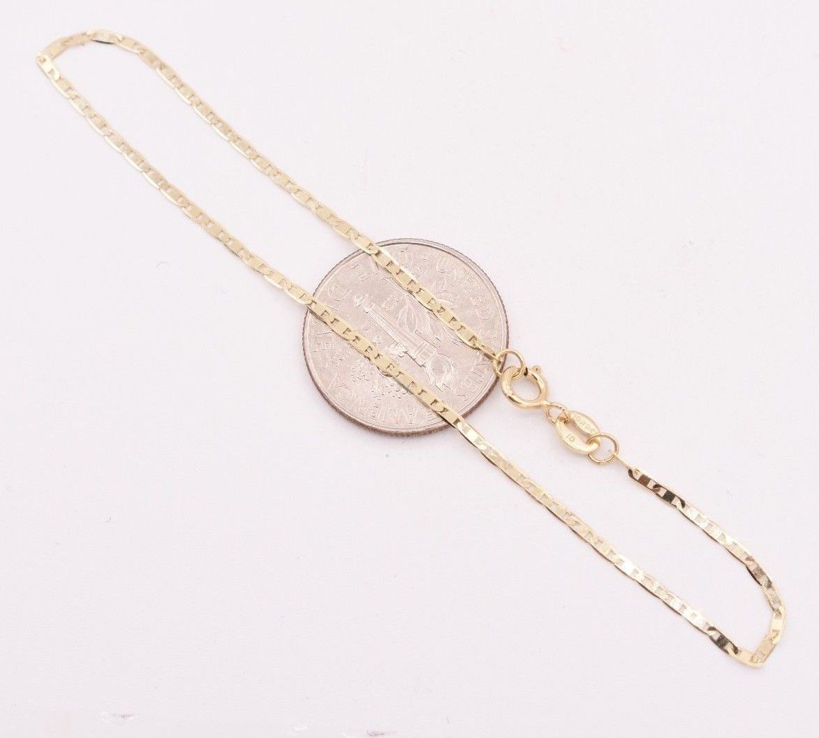 1.2mm Mariner Anchor Link Chain Necklace Real Solid 10K Yellow Gold