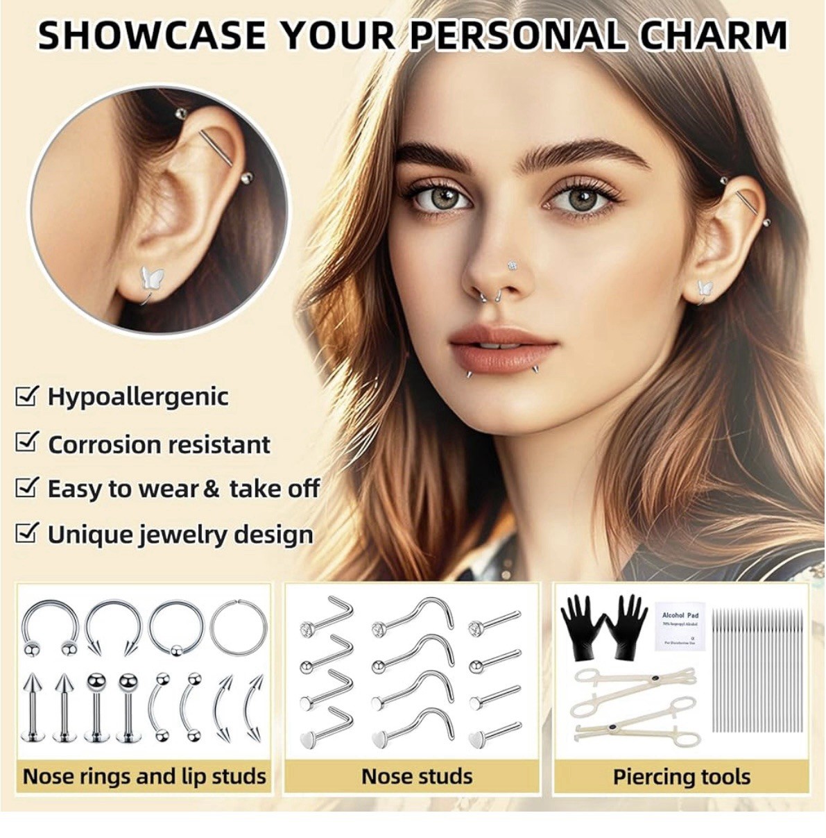 154PCS Professional Piercing Kit, EO Sterilized, Wholesale – Min 2 Boxes