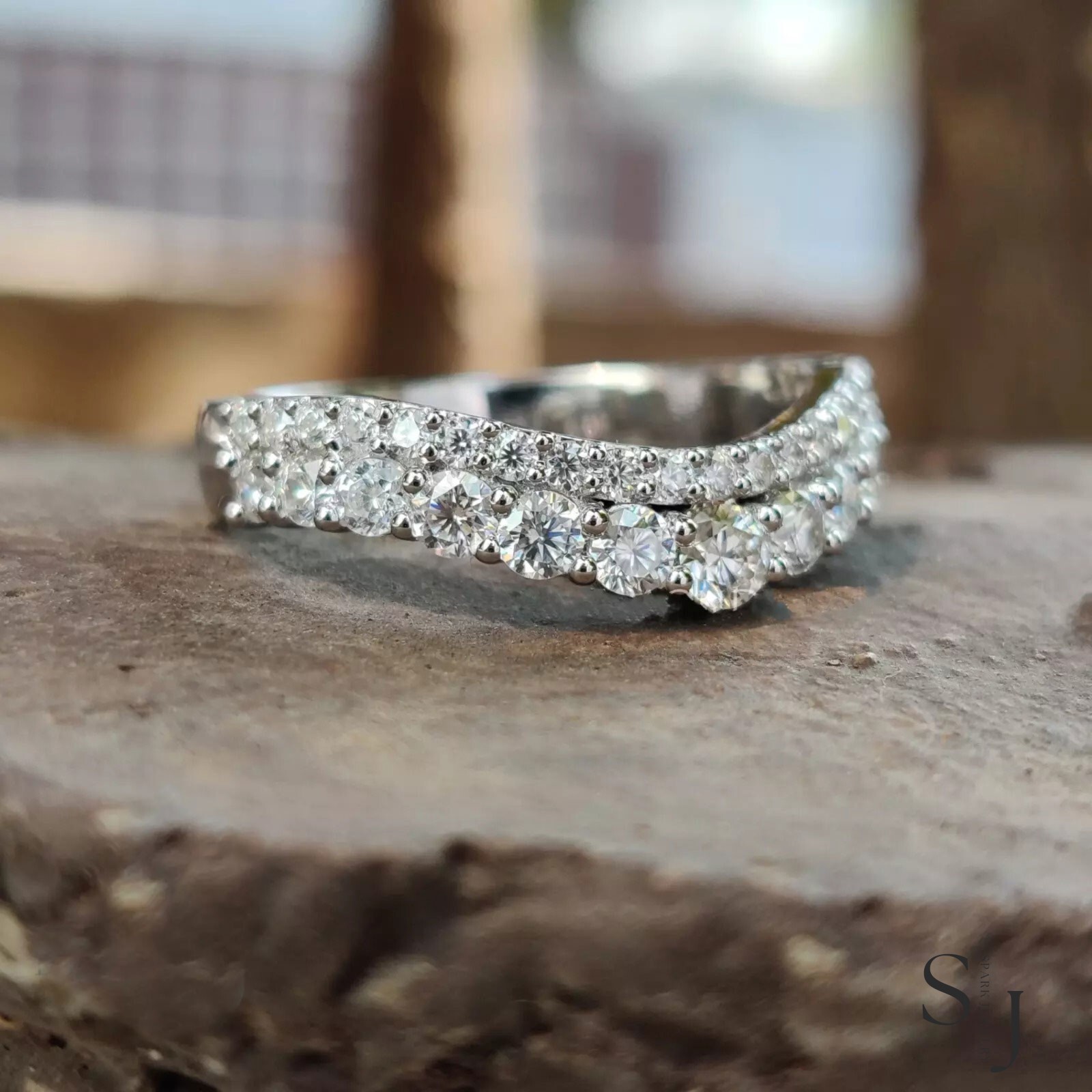 2.00 Carat VVS1 Round Cut Moissanite Eternity Wedding Band Solid 14k White Gold