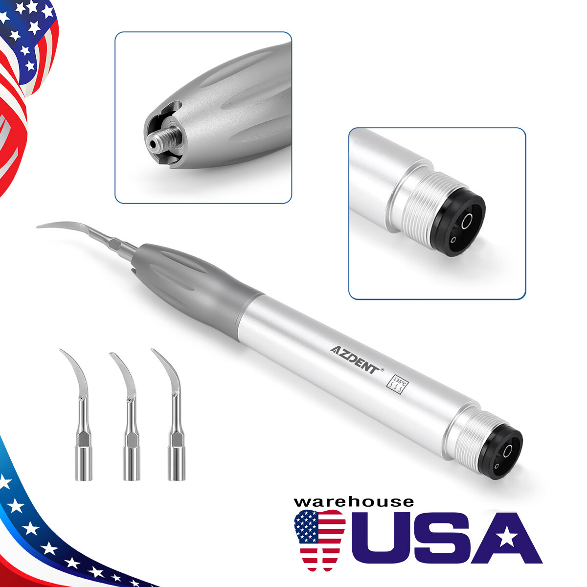 AZDENT Dental Ultrasonic Air Perio Scaler Handpiece Hygienist 2/4Holes