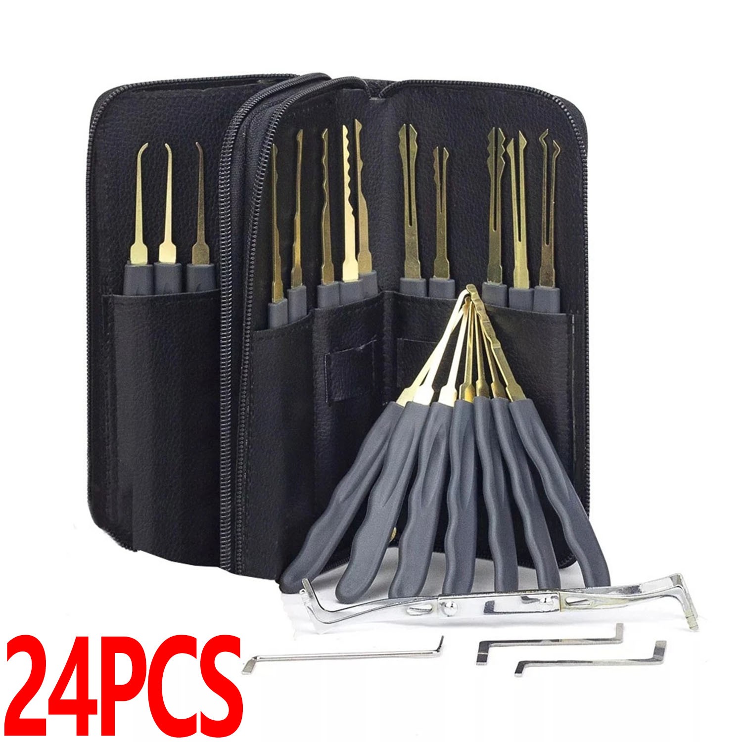 24PCS Broken Key Extractor Kit Lock Removal Tool Set Hooks Needles for Locksmi X